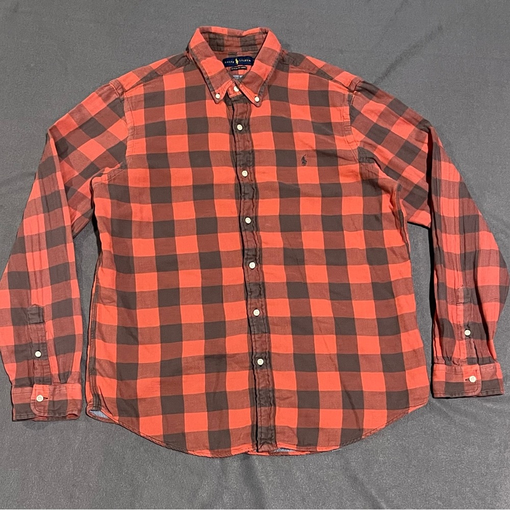 Polo Ralph Lauren double faced cotton button‎ down shirt mens size XL EUC